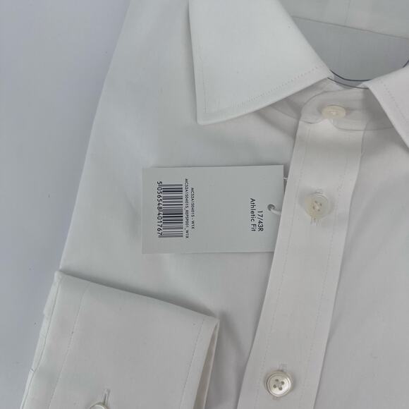 Thomas Pink White Athletic Fit Stretch Plain Poplin Dress Shirt Sz 17/43R - Picture 6 of 9